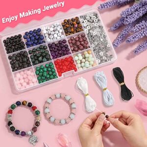 PAXCOO 473Pcs Stone Jewelry Making Kit Crystal Stone Bracelet Making Kit for Adults, Crystal Natural Stone Healing Beads for Bracelet Making