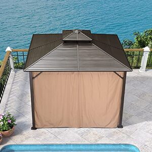 SUN RDPP Outdoor Hardtop Gazebo, Galvanized Steel Double Vented Roof Pergolas Aluminum Frame with Netting and Curtains, for Patios