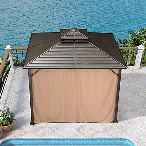 SUN RDPP Outdoor Hardtop Gazebo, Galvanized Steel Double Vented Roof Pergolas Aluminum Frame with Netting and Curtains, for Patios