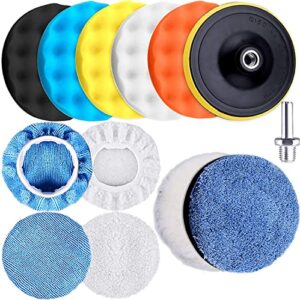 IPELY 13 Pcs Buffing Pads 6 Inch Car Polisher Attachment Buffing Wheel Polishing Bonnets for a Drill Buffer Attachment (6 Inch)