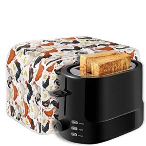 Gomyblomy Rooster & Chick Toaster Covers 4 Slice Wide Slot Dustproof Fingerprint Protectors and Greasy Protection Anti-sputtering Machine Washable