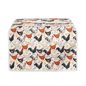 gomyblomy rooster & chick toaster covers 4 slice wide slot dustproof fingerprint protectors and greasy protection anti-sputtering machine washable