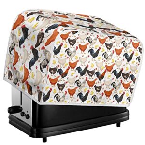 Gomyblomy Rooster & Chick Toaster Covers 4 Slice Wide Slot Dustproof Fingerprint Protectors and Greasy Protection Anti-sputtering Machine Washable