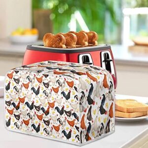 Gomyblomy Rooster & Chick Toaster Covers 4 Slice Wide Slot Dustproof Fingerprint Protectors and Greasy Protection Anti-sputtering Machine Washable