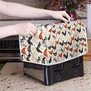 Gomyblomy Rooster & Chick Toaster Covers 4 Slice Wide Slot Dustproof Fingerprint Protectors and Greasy Protection Anti-sputtering Machine Washable