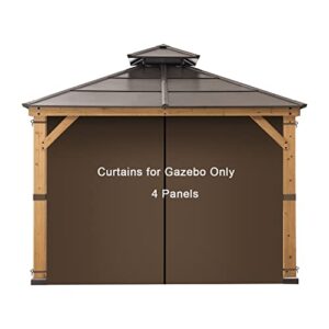 garden sunny 10-ft x 10-ft gazebo curtains,privacy sidewall set 4-panel universal replacement shade curtains set,protecting side walls (only curtain)- brown