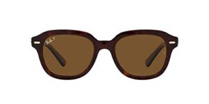 ray-ban rb4398f erik low bridge fit square sunglasses, havana/polarized brown, 53 mm