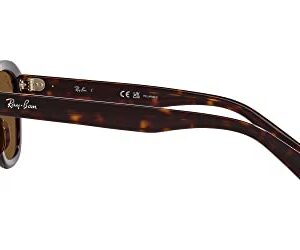 Ray-Ban RB4398F Erik Low Bridge Fit Square Sunglasses, Havana/Polarized Brown, 53 mm