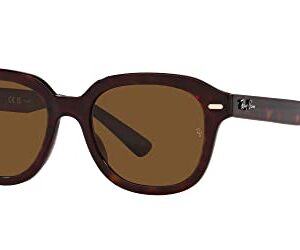 Ray-Ban RB4398F Erik Low Bridge Fit Square Sunglasses, Havana/Polarized Brown, 53 mm