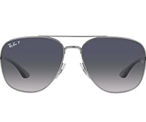 Ray-Ban RB3683 Square Sunglasses, Gunmetal/Blue Gradient Polarized, 59 mm