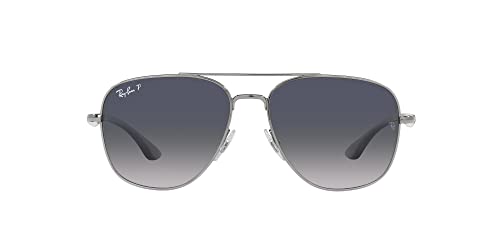 Ray-Ban RB3683 Square Sunglasses, Gunmetal/Blue Gradient Polarized, 59 mm