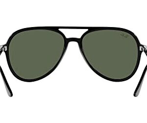 Ray-Ban RB4376F Low Bridge Fit Aviator Sunglasses, Black/Dark Green, 57 mm