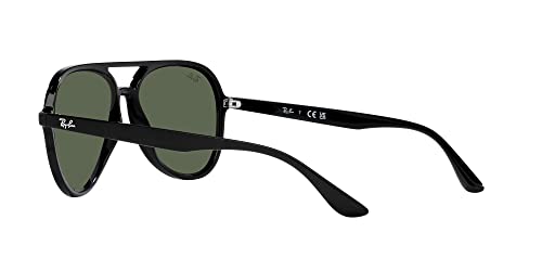 Ray-Ban RB4376F Low Bridge Fit Aviator Sunglasses, Black/Dark Green, 57 mm