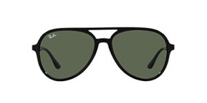 ray-ban rb4376f low bridge fit aviator sunglasses, black/dark green, 57 mm