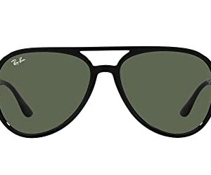 Ray-Ban RB4376F Low Bridge Fit Aviator Sunglasses, Black/Dark Green, 57 mm