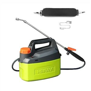 hifay es4 electric sprayer 1 gallon built-in 4000mah rechargeable battery, copper-nickel spray nozzle makes the spray more delicate, the telescopic spray rod can reach further