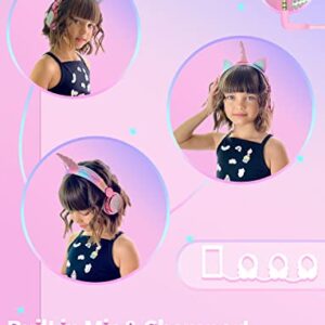 charlxee 𝟐𝟎𝟐𝟑 𝐍𝐞𝐰 Kids Unicorns Headphones with Mic for School/Travel,85dB Volume Limited,Shareport,Unicorns Gifts for Girls,On/Over Ear HD Stereo Wired Headsets with Nylon Cable-Hot Pink