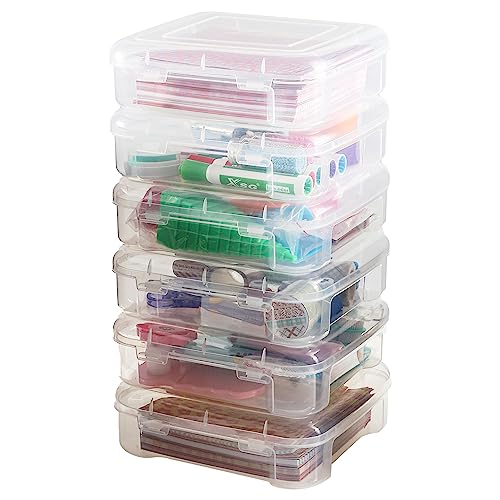 SUNMAIO 6 Pack Photo/Scrapbooking Paper Storage Box,Craft Supply Portable Project Case Container kits for Holiday Birthday Get Well Cards,Pictures, Crafts, Cardstock Paper,Scrapbooking(6 * 6inch)