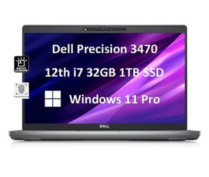 dell precision 3470 3000 mobile workstation 14" fhd (intel 12-core i7-1260p, 32gb ddr5 ram, 1tb ssd, nvidia t550) business laptop, backlit, fingerprint, thunderbolt 4, rj-45, 1080p webcam, win 11 pro