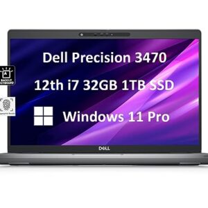 Dell Precision 3470 3000 Mobile Workstation 14" FHD (Intel 12-Core i7-1260P, 32GB DDR5 RAM, 1TB SSD, NVIDIA T550) Business Laptop, Backlit, Fingerprint, Thunderbolt 4, RJ-45, 1080p Webcam, Win 11 Pro