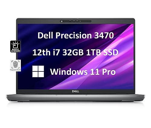 Dell Precision 3470 3000 Mobile Workstation 14" FHD (Intel 12-Core i7-1260P, 32GB DDR5 RAM, 1TB SSD, NVIDIA T550) Business Laptop, Backlit, Fingerprint, Thunderbolt 4, RJ-45, 1080p Webcam, Win 11 Pro