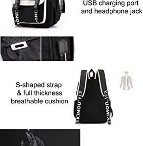 Aezbuxl Girls Lightweight Backpack Casual USB Backpack Portable Laptop Computer Bag Durable Teens Book Bag Black and White black(17 in)