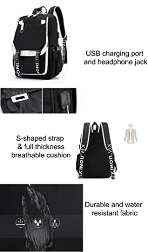 Aezbuxl Girls Lightweight Backpack Casual USB Backpack Portable Laptop Computer Bag Durable Teens Book Bag Black and White black(17 in)