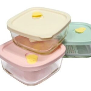 Lock&Lock Oven GLass Cooked Rice Storage Container for Freezer pastel color Set of 3