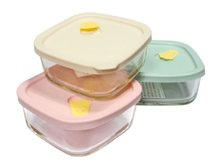 Lock&Lock Oven GLass Cooked Rice Storage Container for Freezer pastel color Set of 3