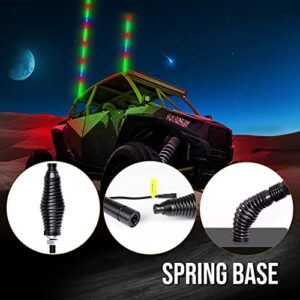 Whip Lights Uemicip 2PCS 3FT Spiral RGB LED Whip Light for UTV, with Spring Base App & RF Wireless Remote Control, Chasing Lighted Antenna Whips for UTV ATV RZR SXS Can-Am Polaris Offroad Truck