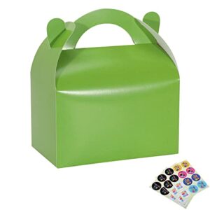 bssay 30 pack party favor treat boxes,goodie boxes,gable paper gift boxes with handles perfect for birthday party,wedding,christmas,baby shower 6.5 x 4 x 4 inches (green)