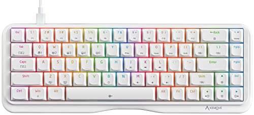 KEMOVE K68se Wired 60% Gaming Mechanical Keyboard RGB Backlit/Lighting Strip,Linear Red Switch,DSA Profile PBT Keycaps Windows and Mac Compatible,White