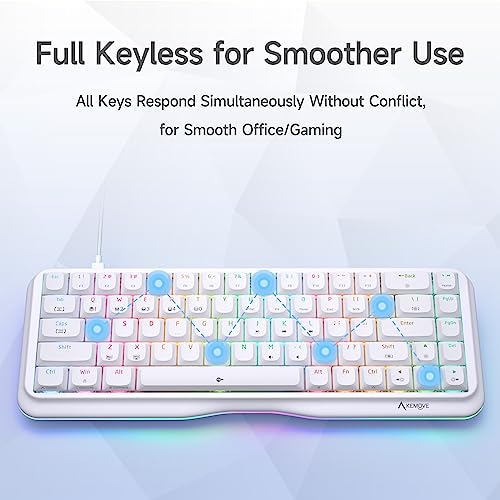 KEMOVE K68se Wired 60% Gaming Mechanical Keyboard RGB Backlit/Lighting Strip,Linear Red Switch,DSA Profile PBT Keycaps Windows and Mac Compatible,White