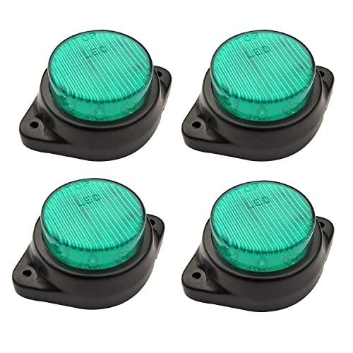 APSMOTIV 2Pcs Truck Side Light 12V Green 4 Inch LED Trailer RV Camper Side Marker Clearance Lights Lamps Surface Mount Truck led marker lights Front Rear