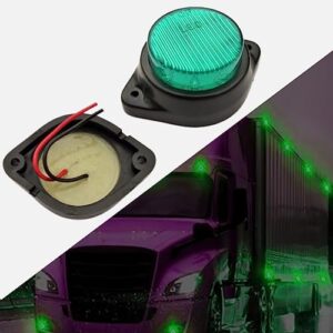 APSMOTIV 2Pcs Truck Side Light 12V Green 4 Inch LED Trailer RV Camper Side Marker Clearance Lights Lamps Surface Mount Truck led marker lights Front Rear