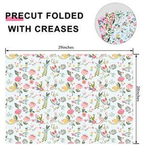 PlandRichW Floral Wrapping Paper Folded Sheets for Women Girls Baby, 12 Sheets Recycled Gift Wrapping Paper for Wedding, Birthday, Mother's Day, Party, Baby Shower, Precut 20" X 29"