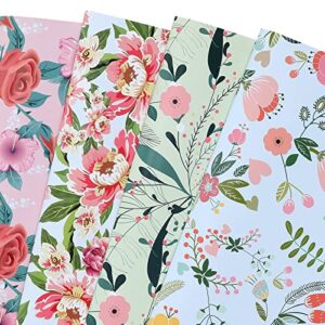 plandrichw floral wrapping paper folded sheets for women girls baby, 12 sheets recycled gift wrapping paper for wedding, birthday, mother's day, party, baby shower, precut 20" x 29"