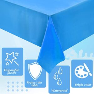 12 Pcs Plastic Table Cloth Disposable Table Cover Plastic Table Cloth for Indoor or Outdoor Tables Parties Picnic Birthdays and Weddings, 54" x 108" (Lake Blue,Sky Blue,Dark Blue)