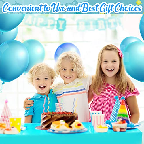 12 Pcs Plastic Table Cloth Disposable Table Cover Plastic Table Cloth for Indoor or Outdoor Tables Parties Picnic Birthdays and Weddings, 54" x 108" (Lake Blue,Sky Blue,Dark Blue)