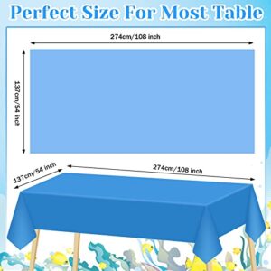 12 Pcs Plastic Table Cloth Disposable Table Cover Plastic Table Cloth for Indoor or Outdoor Tables Parties Picnic Birthdays and Weddings, 54" x 108" (Lake Blue,Sky Blue,Dark Blue)