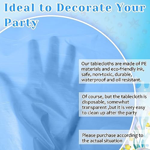 12 Pcs Plastic Table Cloth Disposable Table Cover Plastic Table Cloth for Indoor or Outdoor Tables Parties Picnic Birthdays and Weddings, 54" x 108" (Lake Blue,Sky Blue,Dark Blue)