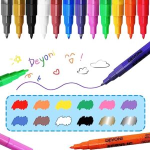 DEYONI 12 Colors Acrylic Paint pens for kid 0.7mm,Extra Fine Paint Pens Acrylic Markers Canvas, Rock Painting, Wood, Fabric, Ceramic, Stone, Metal,art supplies