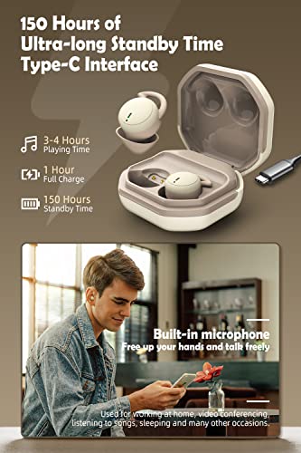 ATHRZ Sleep Invisible Earbuds Smallest Mini Wireless Bluetooth Earpiece Phone Discreet Earbud for Small Ears, Work, Sleep On Side, Women, Kids (Nude)