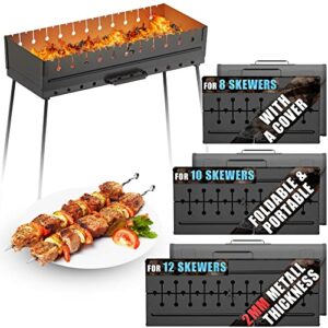 charcoal grill for 12 skewers - portable barbecue 20.87"l x 12.60"w x 20.87"h camp grills - mangal schaschlik - foldable metal mangal - kebab shish - bbq for edc picnic outdoor cooking camping hiking…