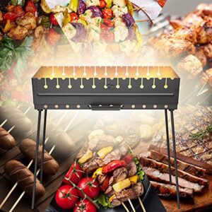 Charcoal Grill for 12 Skewers - Portable Barbecue 20.87"L x 12.60"W x 20.87"H Camp Grills - Mangal schaschlik - Foldable Metal Mangal - Kebab Shish - BBQ for EDC Picnic Outdoor Cooking Camping Hiking…