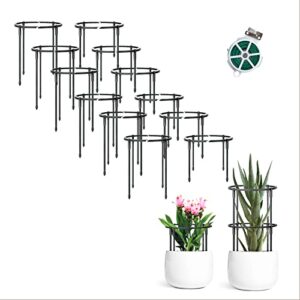 growneer plant stake, 12 pcs plant support stakes, stackable flower support stake for garden, tomato plant support with 20m twist tie, plant holder for indoor and outdoor, easy to assemble