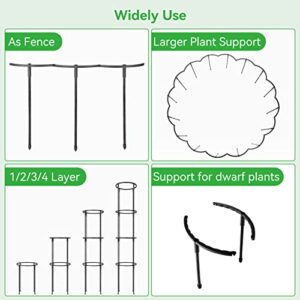 Growneer Plant Stake, 12 Pcs Plant Support Stakes, Stackable Flower Support Stake for Garden, Tomato Plant Support with 20m Twist Tie, Plant Holder for Indoor and Outdoor, Easy to Assemble