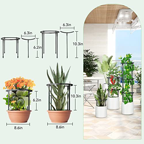 Growneer Plant Stake, 12 Pcs Plant Support Stakes, Stackable Flower Support Stake for Garden, Tomato Plant Support with 20m Twist Tie, Plant Holder for Indoor and Outdoor, Easy to Assemble