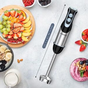 FRESKO Immersion Blender 500 Watt 12 Speed & Turbo Mode, 304 Stainless Steel Blades Hand Blender Perfect for Smoothies, Puree, Baby Food & Soup (HB3301)