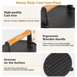 SHINESTAR Cast Iron Griddle Press with 12-Inch Melting Dome for Blackstone Griddle, Flat Top Grill & Griddle Accessories, Ideal for Patty, Burger, Bacon, Panini, Indoor and Outdoor Cooking